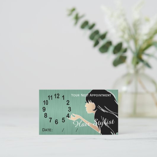 シルエットの女性の美容師のアポイントメント 予約カード (スタンド正面)