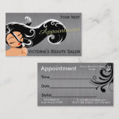 シルエットの女性の美容師のアポイントメント 予約カード (正面/裏面)