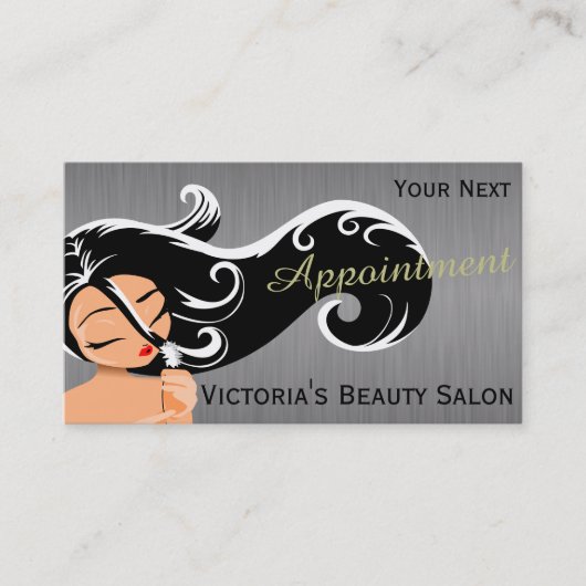 シルエットの女性の美容師のアポイントメント 予約カード (正面)