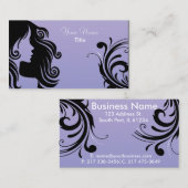 シルエットの女性の美容師-ラベンダー 名刺 (正面/裏面)