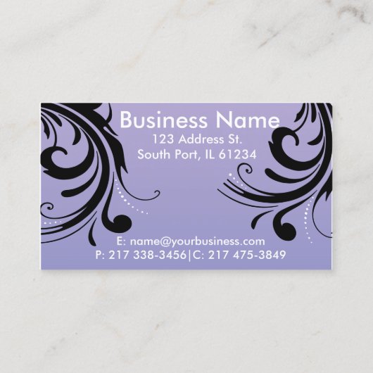 シルエットの女性の美容師-ラベンダー 名刺 (裏面)