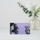 シルエットの女性の美容師-ラベンダー 名刺 (スタンド正面)