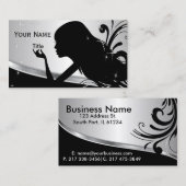 シルエットの女性の美容師 名刺 (正面/裏面)