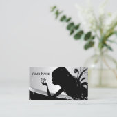 シルエットの女性の美容師 名刺 (スタンド正面)