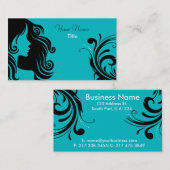 シルエットの女性の美容師 名刺 (正面/裏面)