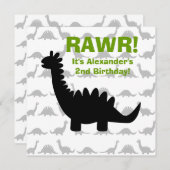 シルエットの恐竜のディーノの誕生日の招待状 招待状 (正面/裏面)