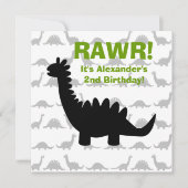 シルエットの恐竜のディーノの誕生日の招待状 招待状 (正面)