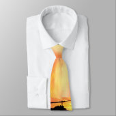 シルエットの日没のヘリコプターのゴルフ ネクタイ (タイ)