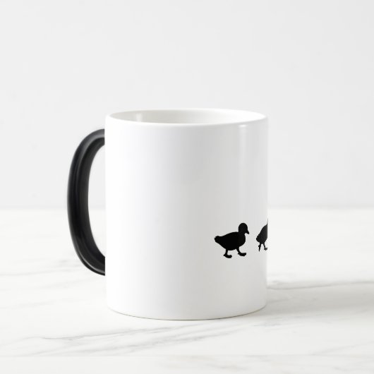 シルエットの母アヒルそして子ガモ モーフィングマグカップ (正面左)