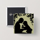 シルエットの母及び子供ボタン 缶バッジ (正面&裏面)