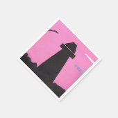 シルエットの灯台があるピンクのナプキン スタンダードカクテルナプキン (角)