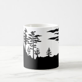 シルエットの白黒の景色 コーヒーマグカップ