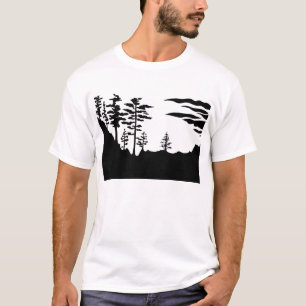 シルエットの白黒の景色 Tシャツ