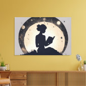 シルエットの読女性は本だ キャンバスプリント (インサイチュ (リビング))