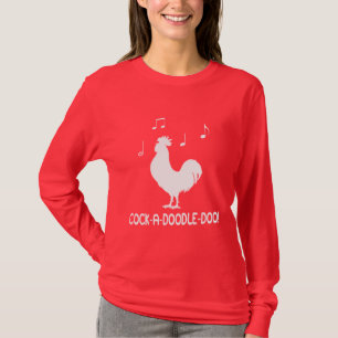 シルエットの雄ん鶏落書きDooのオンドリ Tシャツ