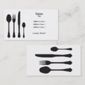 シルエットの食事用器具類のカフェのPatisserieの名刺 名刺 (正面/裏面)