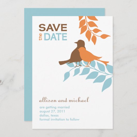 シルエットの鳥たち - 結婚式のご案内 セーブザデート (正面/裏面)