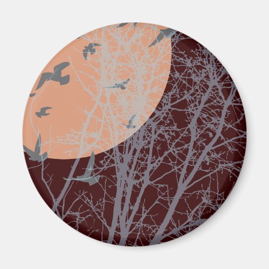 シルエットの鳥 マグネット (正面)