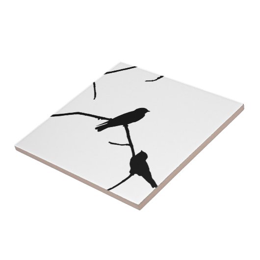 シルエットの黒く及び白いつばめの組 タイル (側面)