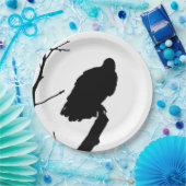 シルエットの黒く及び白いハゲタカの肉食鳥 ペーパープレート (パーティー)