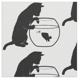 シルエットのFishbowlに達している猫 ファブリック