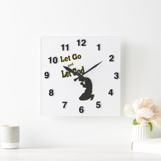 シルエットは許可しました神の祈る人を放します スクエア壁時計 (ホーム)