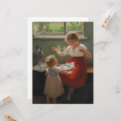 シルエットを作る子ども(かわいい遊子ども) カード (正面/裏面インサイチュ)