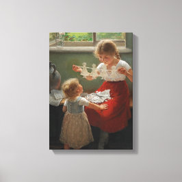 シルエットを作る子ども(かわいい遊子ども) キャンバスプリント