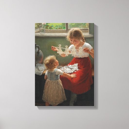 シルエットを作る子ども(かわいい遊子ども) キャンバスプリント (正面)