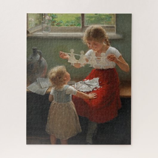 シルエットを作る子ども(かわいい遊子ども) ジグソーパズル (縦)