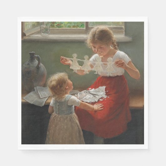 シルエットを作る子ども(かわいい遊子ども) スタンダードランチョンナプキン (正面)