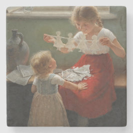 シルエットを作る子ども(かわいい遊子ども) ストーンコースター