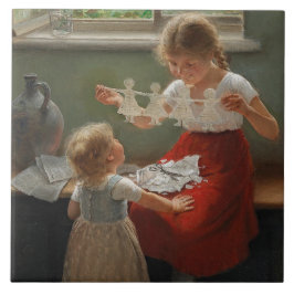 シルエットを作る子ども(かわいい遊子ども) タイル