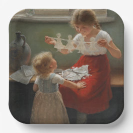 シルエットを作る子ども(かわいい遊子ども) ペーパープレート