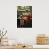 シルエットを作る子ども(かわいい遊子ども) ポスター (キッチン)