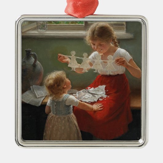 シルエットを作る子ども(かわいい遊子ども) メタルオーナメント (正面)