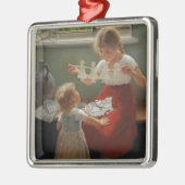 シルエットを作る子ども(かわいい遊子ども) メタルオーナメント (左)