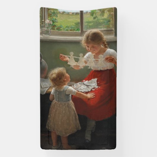 シルエットを作る子ども(かわいい遊子ども) 横断幕 (縦)