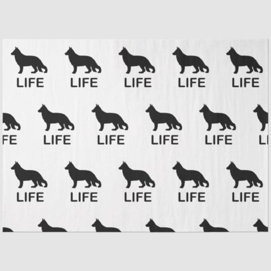 シルエットを持つドイツの羊飼いの生活 薄葉紙 (正面)