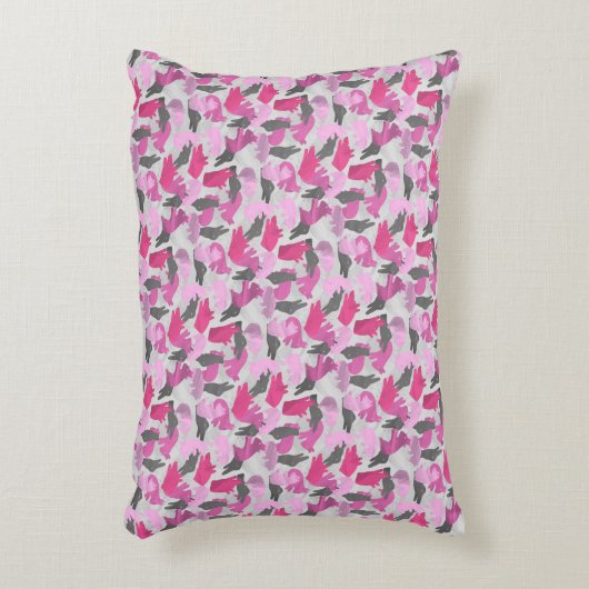 シルエットアニマルカモフラージピンク アクセントクッション (正面(垂直))