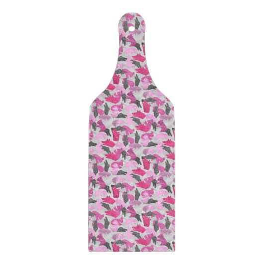 シルエットアニマルカモフラージピンク カッティングボード (正面)