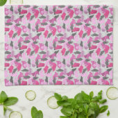 シルエットアニマルカモフラージピンク キッチンタオル (折り畳み)