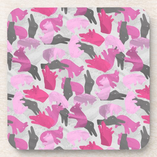 シルエットアニマルカモフラージピンク コースター (正面)