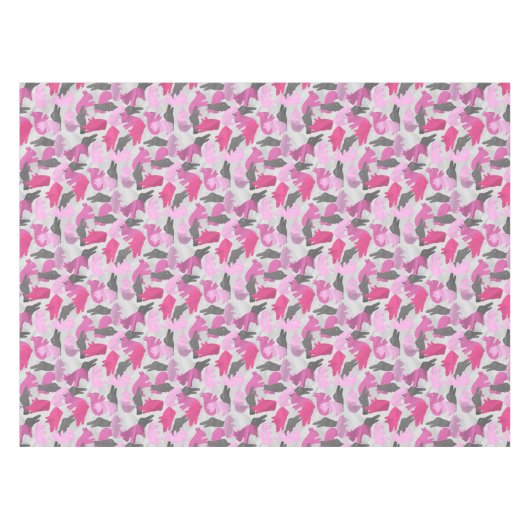 シルエットアニマルカモフラージピンク テーブルクロス (正面(横))