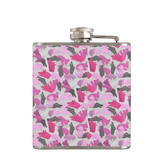 シルエットアニマルカモフラージピンク フラスク (裏面)