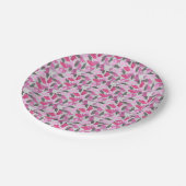 シルエットアニマルカモフラージピンク ペーパープレート (アングル)