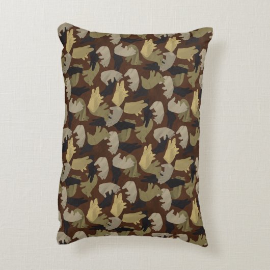 シルエットアニマルカモフラージブラウン アクセントクッション (裏面(縦))