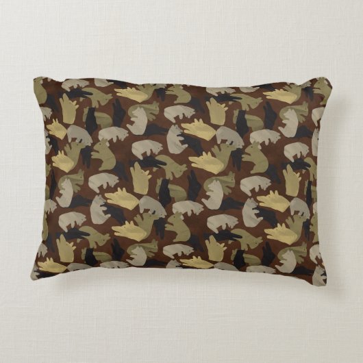 シルエットアニマルカモフラージブラウン アクセントクッション (裏面)