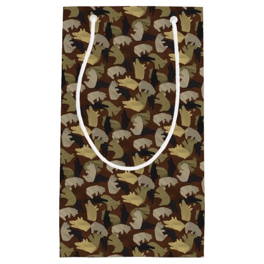 シルエットアニマルカモフラージブラウン スモールペーパーバッグ (正面)