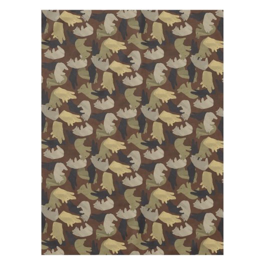 シルエットアニマルカモフラージブラウン テーブルクロス (正面)